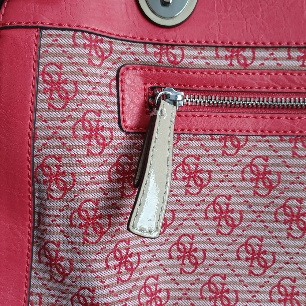 Guess Coral Logo Fabric/Faux Leather Shoulder Bag - Picture 11 of 14